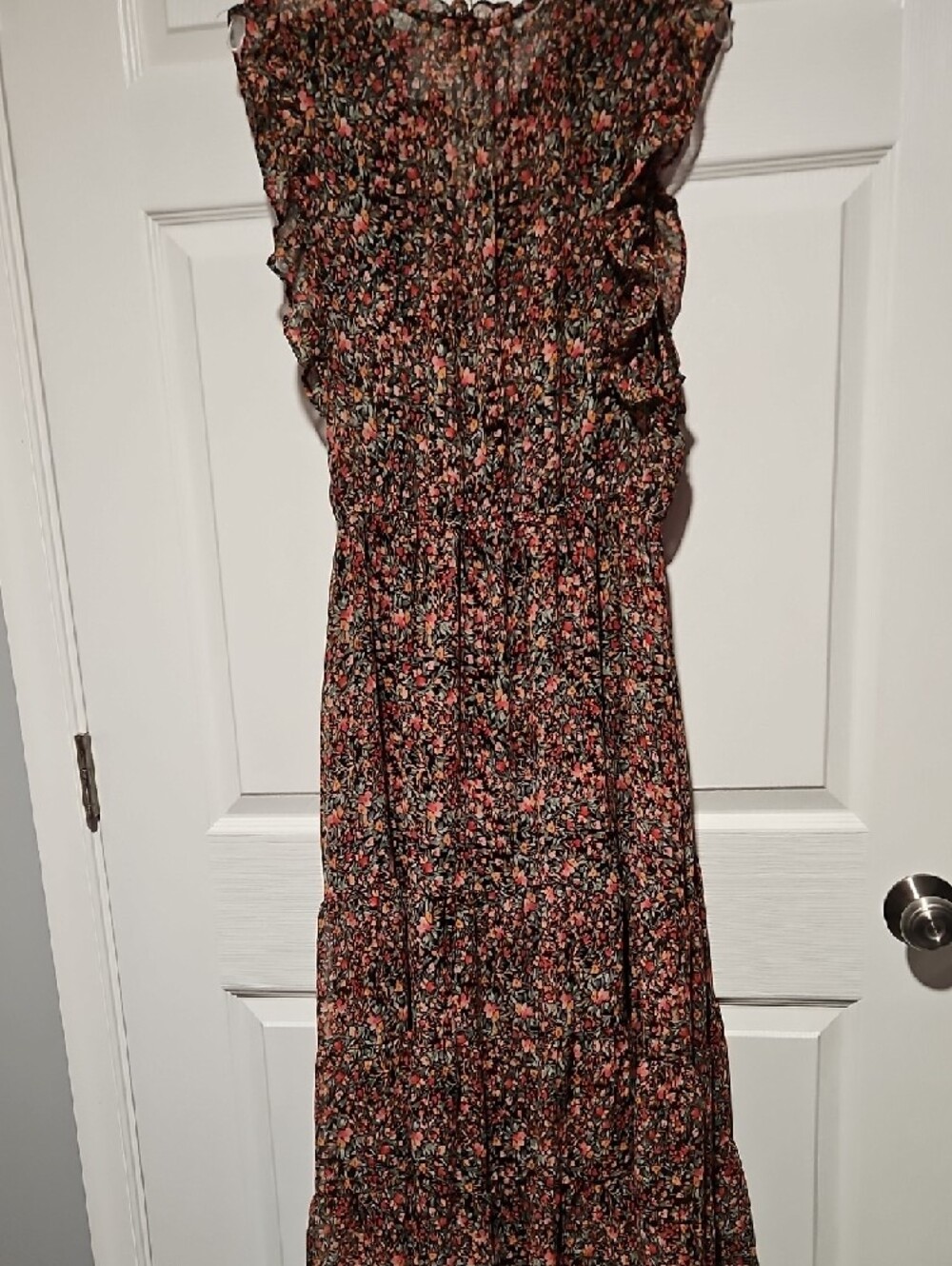 Steve Madden Black Floral Maxi Dress with Pink and Green Accents - Picture 6 of 6